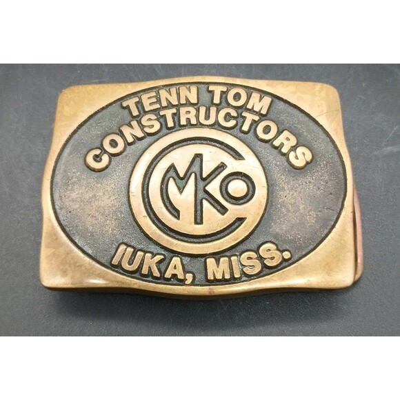 Anacortez Brass Belt Buckle Tenn Tom Waterway Contractors Morrison Knudsen Corp - Picture 1 of 5